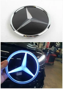 Car Illuminated Blue LED Grill Mirror Logo Emblem Badge For Mercedes Benz C W205 - Picture 1 of 2