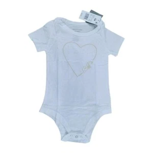 White Cotton Baby Bodysuit with Gold Heart Design Short Sleeve Infant 18M - Picture 1 of 7
