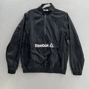 Reebok Windbreaker Jacket Boys 18 Black Pullover 1/4 Zip Convertible Vest Runnin - Picture 1 of 11