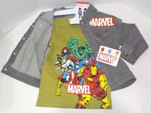 MARVEL HEROES 2 pc GREY Denim JACKET & Green SHIRT SET sz 6 (NEW***CUTE***L@@K) - Picture 1 of 13