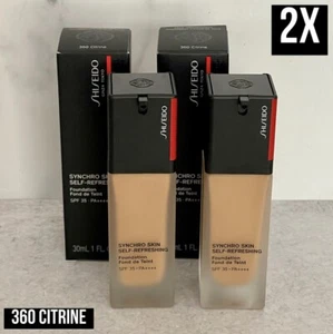 2x Shiseido Synchro Skin Self-Refreshing Foundation SPF35 - 360 Citrine 30ml/1oz - Picture 1 of 12