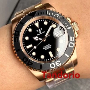 Tandorio 40mm Sapphire Glass Black Dial NH35A Automatic Rose Gold Mens Watch - Picture 1 of 10