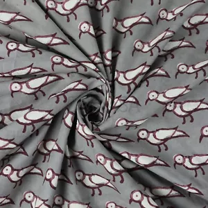 By The Yard Birds Block Print Fabric Indian Cotton Vintage Mud Resist Clothing - Picture 1 of 5