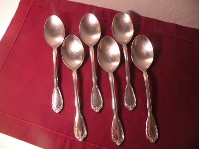 Set Of 6 Place Oval Soup Spoons Noritake SERENADE 18/8 Stainless Japan 7 1/4" - Image 1 of 4
