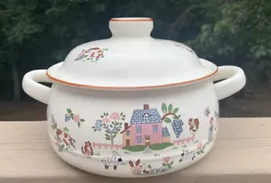 🐮Vintage Farmhouse Country Home Jamestown China Casserole Pot Japan Cow Chicken - Picture 1 of 9