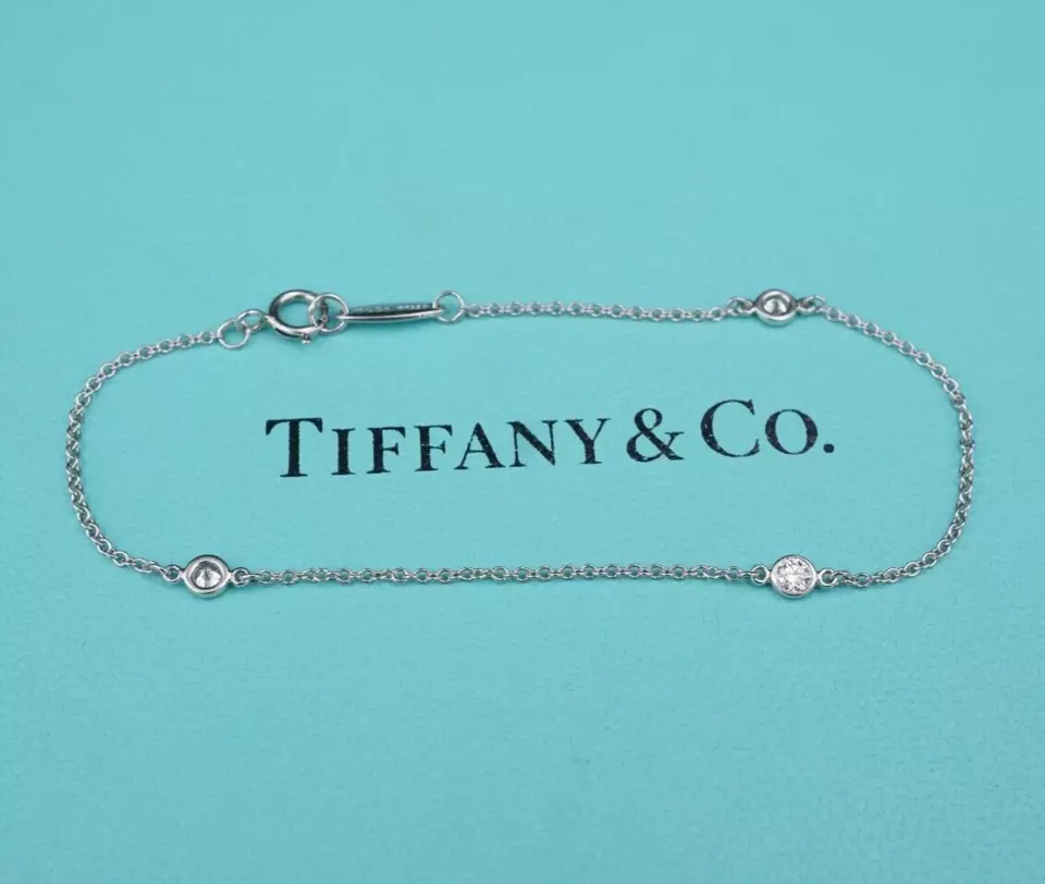 Tiffany & Co. Peretti Diamond DBTY Bracelet Platinum 6.5" BG985 - Image 1 of 3