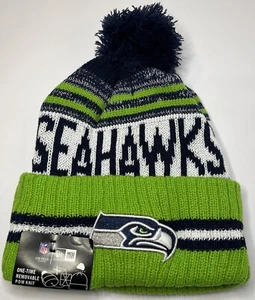 NWT- Seattle Seahawks New Era “Removable” Pom NFL Logo Beanie Hat-OSFM - Picture 1 of 3