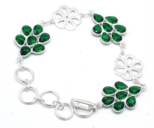 VALENTINO Bracciale in argento sterling 925 con pietre preziose diopside cromate gioielli fatti a mano S 7 8