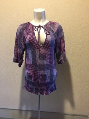Top Anthropologie Deletta Púrpura Lunares Geométricos Pequeño Foto 1 de 4
