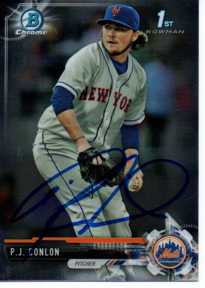 P.J. Conlon New York Mets 2017 Bowman Chrome Rookie Signed Card - Image 1 of 1