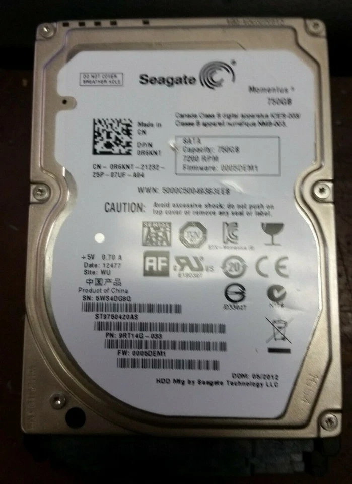 Dell R6KNT 750GB 7200RPM 2.5" SATA Hard Disk Drive Seagate ST9750420AS - Image 1 of 1