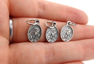 Lot of 3 Our Lady of Sorrows Mini Silver Tone Pendants for Jewelry or Rosaries - Picture 1 of 3
