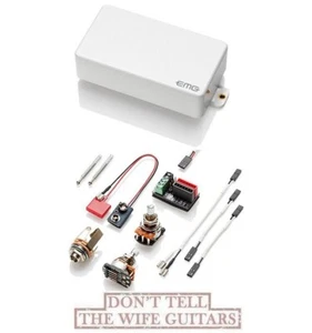 EMG 60 WHITE ACTIVE HUMBUCKER SOLDERLESS GUITAR PICKUP SHORT SHAFT POTS & WIRING - Picture 1 of 2