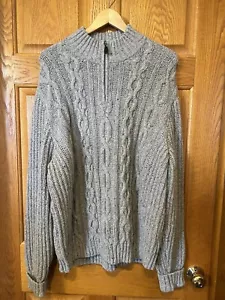 Suéter CO472 LL Frijol Gris Tejido con Cable Mezcla de Lana Pescador Cuarto Cremallera Para Hombres XL - Imagen 1 de 3