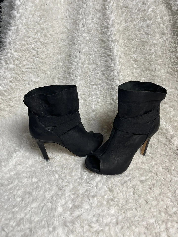 Botines latitude Femme Cuero Negro Punta abierta Tacones Talla 7.5 Foto 1 de 4
