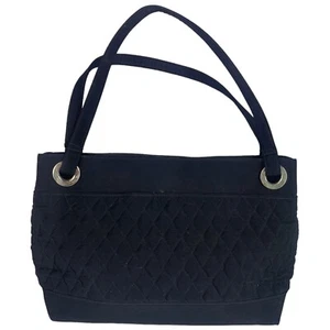 Vera Bradley Shoulder Bag Black Microfiber Quilted Cotton Dual Handles Pockets - Bild 1 von 13