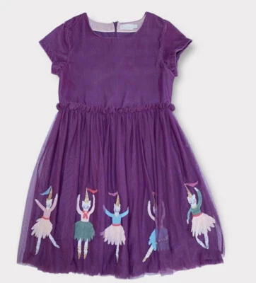 Mini Suelo-Talla 3/4-PASCUA-Púrpura-Terciopelo-Ballet-Gatos-Tul-Vestido- Foto 1 de 4
