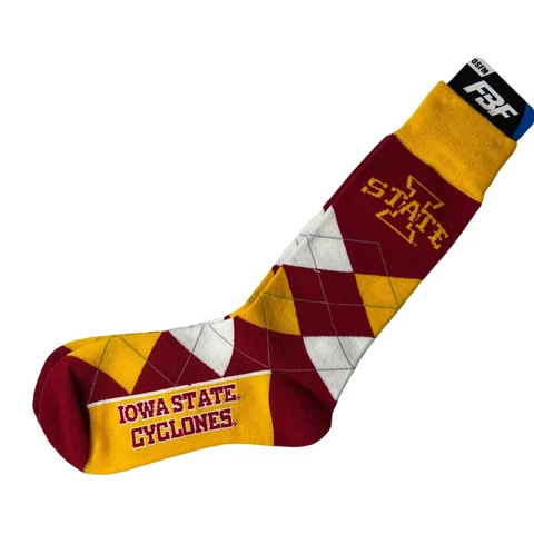 Iowa State Cyclones NCAA Argyle Mens Dress Socks Team Colors OSFM New Cover