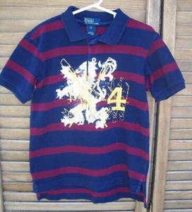 POLO by RALPH LAUREN~ maroon & navy blue striped shirt~boy's sz 6~short sleeves~ - Picture 1 of 2