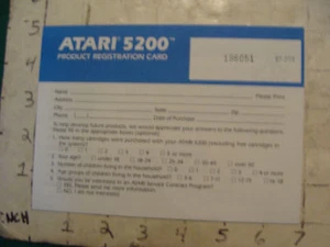 vintage Video Game item: ATARI 5200 product registration card,  - Picture 1 of 3