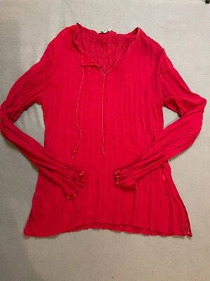 Vintage Anchor Blue Womens Red Blouse with Strings and Slit on Sides Size XL  - Imagem 1 de 4