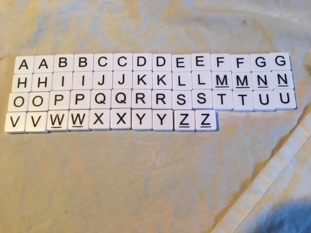 REDUCED BE QUICK / 52 PLASTIC   A - Z like SCRABBLE TILES / white - Image 1 of 1