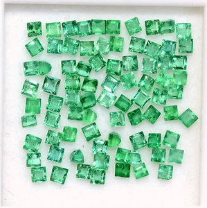 2.79 Cts Natural Emerald Square Cut 1.50 mm Lot 100 Pcs Lustrous Green Gemstones - Picture 1 of 4