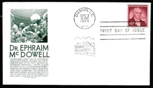 1138 4c Dr. Ephraim McDowell FDC Anderson green cachet Dec. 3, 1959  - Picture 1 of 1