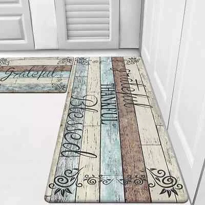 BRANDED HEBE anti Fatigue Kitchen Mat Set of 2 Non Slip Cushioned Kitchen Mats for Floor