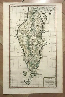 RUSIA KAMTCHATKA 1757 NICOLAS BELLIN MAPA ANTIGUO MUY GRANDE SIGLO XVIII Foto 1 de 4