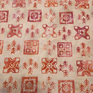 Decode This ! BTY Banyan Batiks Tonal Rusty Purple Pink Tiles & Trees - Picture 1 of 4