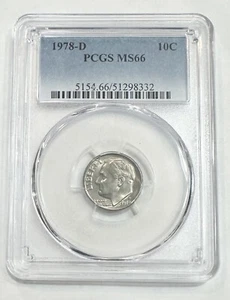 Rosevelt Dime Lot 1978 D PCGS MS 66 Uncirculated 10c Coin Rare Low Pop Coin - Picture 1 of 12