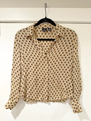 Vintage Y2K INC Button Up Shirt Womens 4 Petite 100% Silk Geometric Abstract - Image 1 of 4