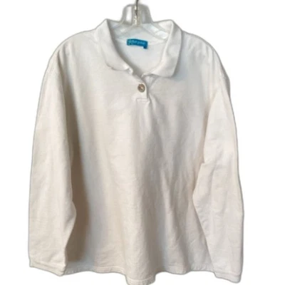 SUDADERA FRESH PRODUCT TALLA GRANDE BLANCA CUELLO MANGA LARGA UN BOTÓN Foto 1 de 4