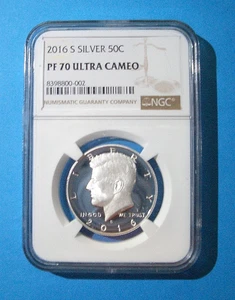 S Silver 50C NGC PF 70 2016 ultra camafeo etiqueta marrón/losa fresca - Imagen 1 de 2