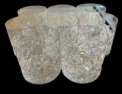 BLOCK CRYSTAL OLYMPIC DOUBLE OLD FASHIONED GLASSES SET OF 8 RARE HEAVY LOWBALL - Image 1 of 4