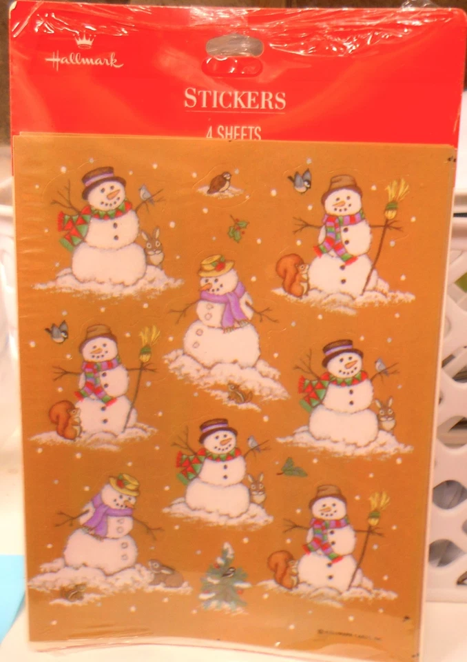 NOS Hallmark Stickers Woodland Animals & Snowman Christmas Holiday -SEALED - Image 1 of 1