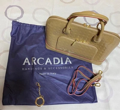 Arcadia Handbag Tote Bag Satchel w/Shoulder Strap in Beige USED Good Condition - Image 1 of 4