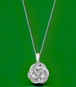 NEW! Effy Sterling Silver & Diamond Swirl Pendant Necklace / MSRP $175 - Picture 1 of 5