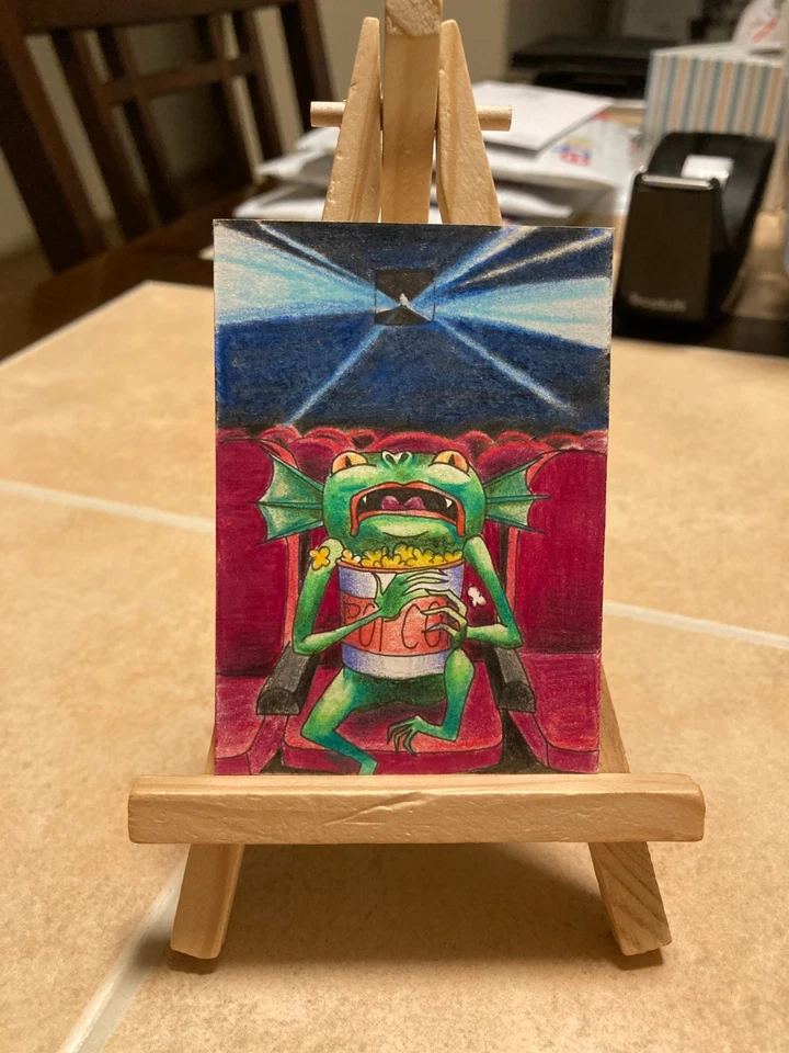ACEO Original Art Painting Miniature card Mini ATC Halloween Creature Theater - Image 1 of 1