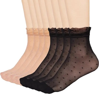 Mcool Mary 12 paia calze donna trasparenti con volant nere * 6&#xFF0C;nude * 6  - Immagine 1 di 4