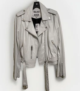 Neu mit Etikett Walter Baker Liz Motorradjacke weiß, weiches Lammleder, Größe L - Bild 1 von 9