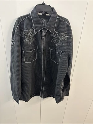 Camisa bordada negra tribal Roar For Buckle gráfica 3XL para hombre (D40) Foto 1 de 4