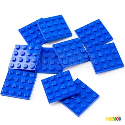 Lot of 10 Genuine LEGO Blue 4x4 Dots 3031 Flat Base Plates Brick Building Part - Image 1 of 2