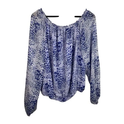 Ramy Brook Size XL Margie Purple White Off The Shoulder Top Designer  - Image 1 of 4