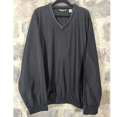 Blusa de golfe Izod masculina grande preta pull over nylon função extrema ao ar livre casual - Imagem 1 de 4