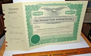 THE NATIONAL TANK AUDITING SERVICE - STOCK CERTIFICATE - BRADFORD, PA, OIL, GAS - Picture 1 of 2