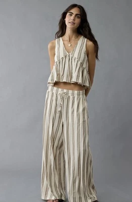 Camiseta sin mangas AE Sunchaser tejida cuello en V swing talla grande nueva con etiquetas a rayas neutra Foto 1 de 4