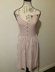 Caution to the Wind Women’s Pink Striped Tie Dress Size Medium  - Picture 1 of 4