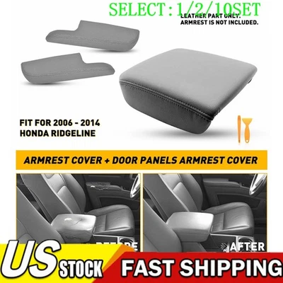 For Honda Ridgeline 06-14 Door Armrest Cover+Center Console Lid Cover Gray 1~10X - Image 1 of 4